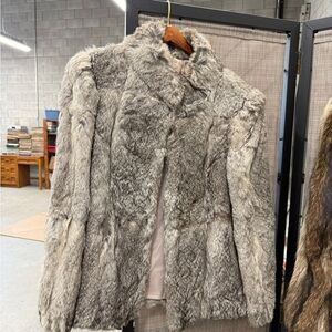 Elegant Gray Fur Jacket